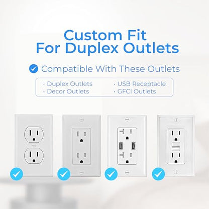 Wall Mount Power Strips Wall Charger 6 Outlet Extender 4 USB Ports (5V, 2.4A, 12W) and Night Light 3-Sided Power Strip with Adapter Spaced Outlets - Multi Plug Outlet Surge Protector for Home Office