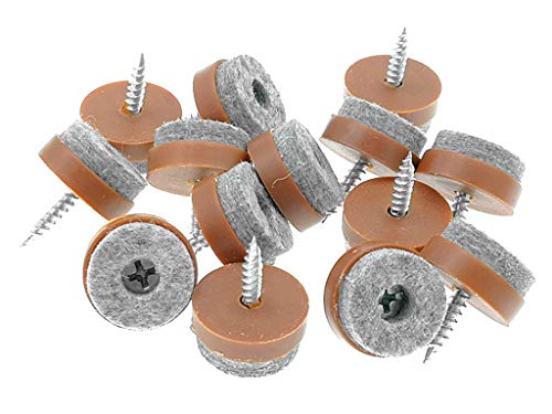 ALIMITOPIA 40pcs Screw-on Furniture Felt Pad Chair Glide Slider Hardwood Floor Protector for Wooden Leg Feet of Chair Table Furniture(Φ28mm or 1.1";Brown) - size: 28mm(Brown)