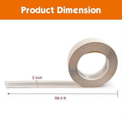 ROLLINGDOG Reinforced Drywall Corner Tape, 2" x 98.4' Drywall Tape No Adhesive Side, Inside Outside Corner Bead with Metal for Wall Crack Repair - style: Reinforced Drywall Corner Tape