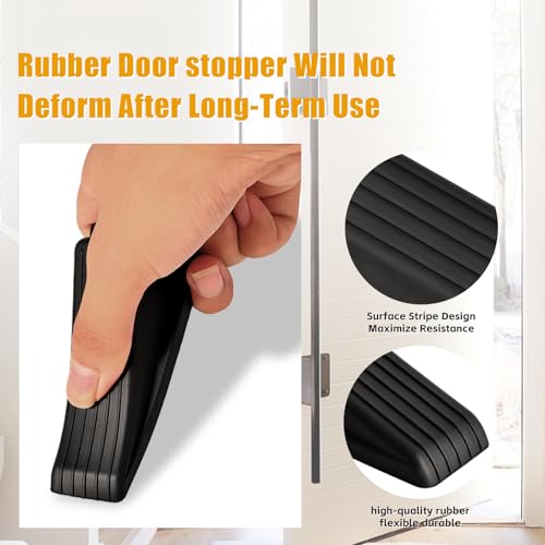 2Pcs Door Stoppers for Bottom of Door, Premium Rubber Door Stopper Wedge, Tile Wood Floors Sturdy Door Stoppers