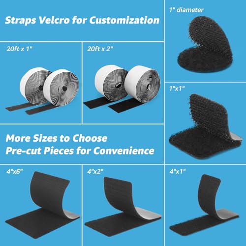 Art3d 16 Sets Hook and Loop Tape Sticky Back, 4"x2" Double-Sided Command Adhesive Strip Heavy Duty - color: Black, size: 4 x 2 Inch (Pack of 16)