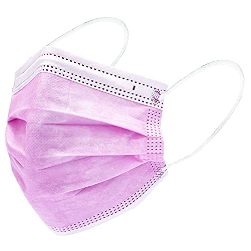 Disposable Safety Mask 3 Layer Protection Face Mask for Adults 50 pcs (Pink) - color: Pink