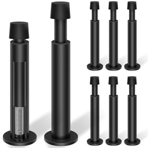 KOLAKO Door Stopper, 8 Pack Black Door Stops, 4.4 Inch Spring Door Stoppers for Bottom of Door with Soft Rubber Tip, Modern Door Stop Bumpers for Wall Protector - color: Black, size: 4.4 Inch - 8 Pack