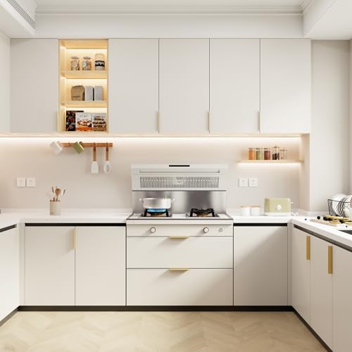 Goldenwarm 5 Pack Gold Finger Edge Pulls Drawer Finger Pulls Champagne Gold Kitchen Hardware Handles Bedroom Dresser Drawers,2-1/2 in Hole Center - color: Matte Gold, size: 2-1/2in(64mm) Hole Centers