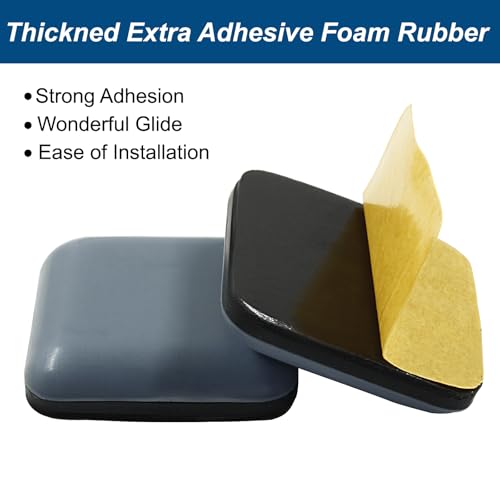 Bivethoi 20 Pcs Furniture Glide Square,Self-Adhesive Sliders Pads Magic Sliders Floor Protectors Sofa Glides for Wood, Ceramic Tile Floor(25 * 25mm) - size: 1", Square