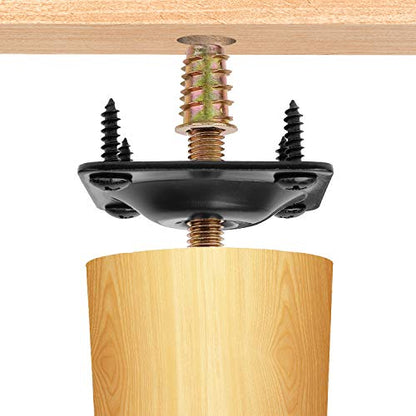 Anwenk Leg Mounting Plates, Furniture Leg Attachment Plates T-Plate 5/16" (M8) Sofa Legs with Hanger Bolts,Screws,Strengthen Weak Furniture Repair Damaged Sofa Couch Seat,Set of 4,Black - color: M8-black