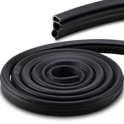 5FT Car Door Seal Strip with Upgraded 3-Bulb Side Design, Universal EPDM Rubber Weather Stripping for Truck, RV, Boat & Home Cabinets, Automotive Edge Trim Gasket for Noise Reduction & Waterproof - size: 5 Feet