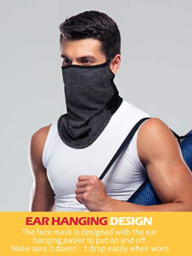 SATINIOR 4 Pcs Neck Gaiter with Ear Loops Neck Covers Bandana Cloth Face Gaiter Mask for Men Women Summer Non Slip Headwear - color: Light Blue, Green, Grey, Black and Blue
