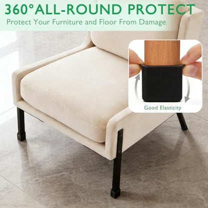 EASYEAH 3"(75 mm) Square Chair Leg Caps, Silicone Chair Leg Floor Protectors, Flexible End Caps, Non-Slip Rubber Chair Feet Covers for Hardwood Floors, Tables & Patio Furniture, Black (4 PCS) - size: 3"(75 mm)