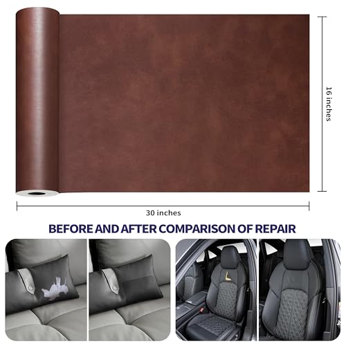 Besezx Leather Repair Patch Tape Kit, Self Adhesive Leather Repair for Furniture, Couch, Sofa, Car Seats,Office Chair,Vinyl Repair Kit.30inx16in - color: Brown, size: 30 in X 16 in