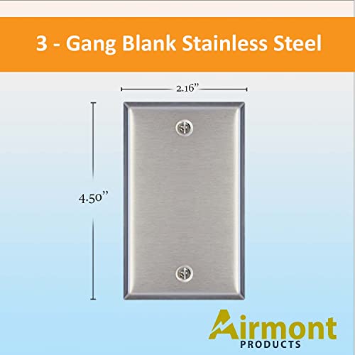AP-10411, Stainless Steel Blank Wall Plates, 1 Gang Standard Size 4.50" x 2.76" Corrosion and Heat Resistant, Silver Metal, Cover Unused Electrical Sockets or Switch Holes - size: 1 Gang