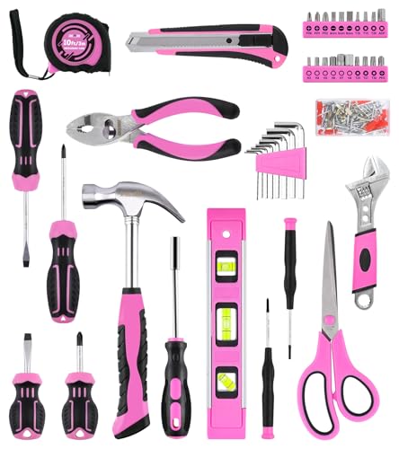 DOWELL 123-Piece Pink Home Repair Tool Kit for Women & Girls - All-in-One DIY Toolkit with Ergonomic Handles, Durable Toolbox, Non-Slip Grips | Perfect Gift for Wives, Moms, Crafters - size: 123PCS