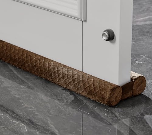 Ciieyuo Door Draft Stopper – Premium Velour Under Door Gap Filler & Noise Blocker | Insert-Design Draft Stopper for Bottom of Door (30") | Blocks Cold, Noise, Dust – Easy Install Fits 26'' - 30'' - color: Brown, size: 30''