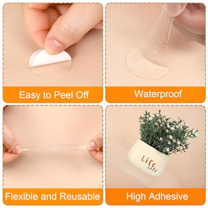 JANYUN 140 Pcs Double Sided Sticky Dots Removable Round Putty Clear Double Sided Tape for Crafts No Trace Sticky Tack Adhesive Tape (35 mm) - size: 1.38" Round