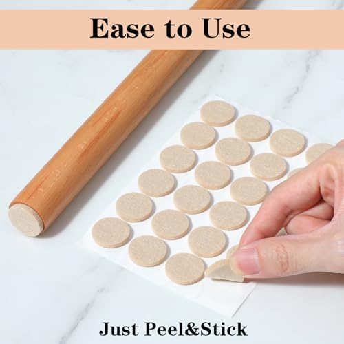 96 Pcs Felt Furniture Pads for Hardwood Floors, Self Adhesive Chair Leg Floor Protectors Non Slip Anti Scratch Felt Pads for Furniture Feet, 3/4" Round, Beige