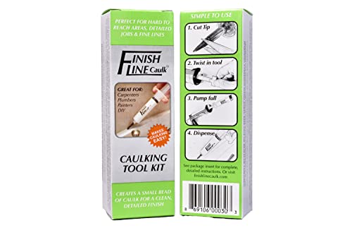 Precision Caulking Tool Kit – Syringe-Style Applicator with Small Replaceable Tips – Fine Detail Caulking, Small Cracks, Trim, and DIY Projects – Includes Filling System