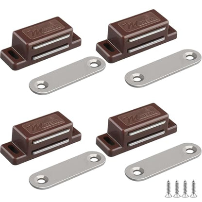 Cabinet Magnetic Catch - 4 Pack Cabinet Door Magnetic Latch for Cupboards Drawers Closet Doors and Shutters (Brown) - color: Brown