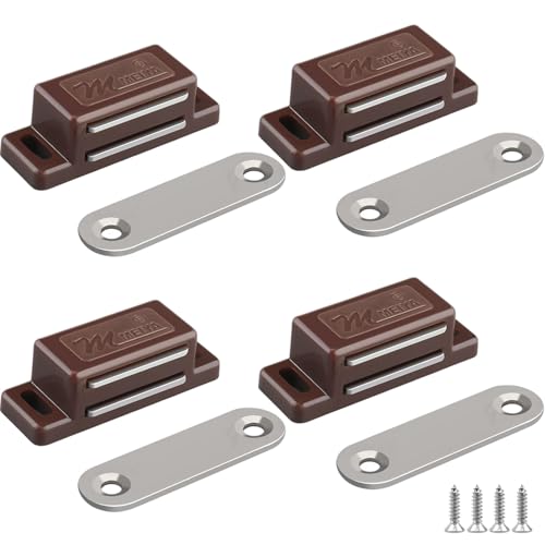 Cabinet Magnetic Catch - 16 Pack Cabinet Door Magnetic Latch for Cupboards Drawers Closet Doors and Shutters (Brown) - color: Brown