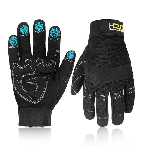 HANDLANDY HLDD Work Gloves Women, Safety Work Gloves Touchscreen Working Glove for Mechanic, Gardening, Construction, DIY - color: Black, size: Large