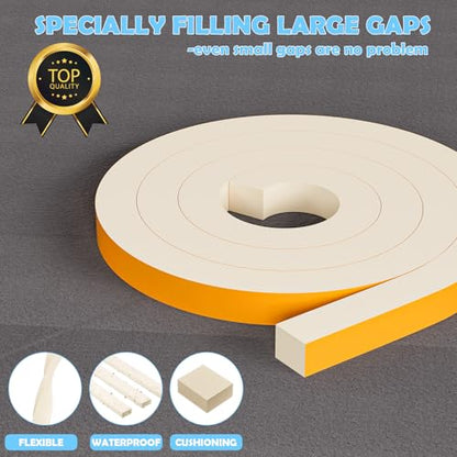 1"×1" EVA Foam Strips with Adhesive Weather Stripping Tape Larger Foam Weather Stripping Strip for Large Gap Insulation (1"×1",13FT,White) - color: White, size: 13ft (1"×1")