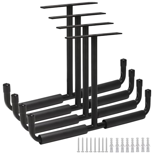 LEICHTEN 4 Pcs Upgraded Overhead Garage Storage Rack, Durable Garage Ceiling Storage Racks, Garages Overhead Lumber Storage Racks, Hanging for for Ladders, Ski Tools, Bikes, Tires, Gardening Tools