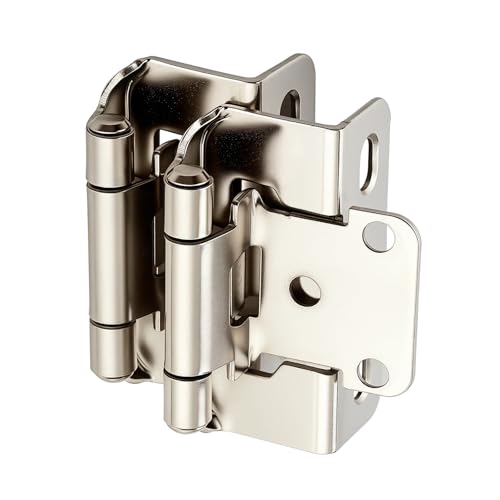 4 Pack (2 Pairs) 1/2" Overlay Cabinet Hinges, Brushed Nickel Self-Closing Semi-Concealed Partial Wrap Face Frame Hinges for Cabinet Doors - color: Brushed Nickel