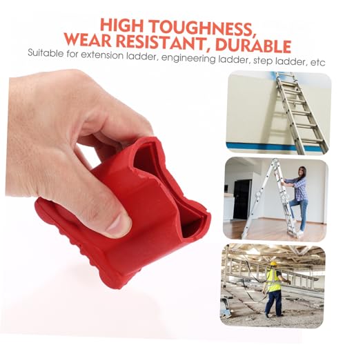 IMIKEYA 2Pcs Rubber Ladder Feet Covers, Non-Slip Steep Ladder Foot Pads - Universal Stepladder Rubber Pads for Floor Protector Security Bumpers, Red