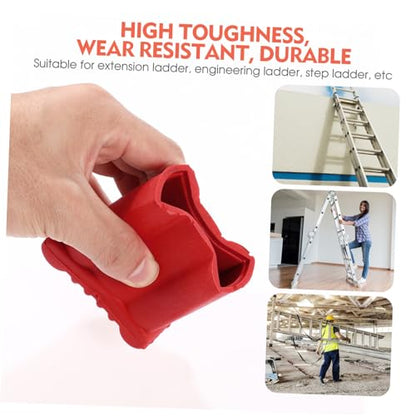 IMIKEYA 2Pcs Rubber Ladder Feet Covers, Non-Slip Steep Ladder Foot Pads - Universal Stepladder Rubber Pads for Floor Protector Security Bumpers, Red