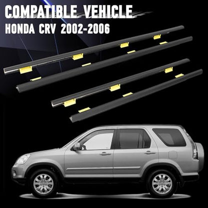 Door Window Trim Seal Weather Stripping Moulding Belt Sweep Felt Kit Fit Honda CRV CR-V 2002 2003 2004 2005 2006 Replaces 72410-SCA-E01 72450-SCA-E01 72910-S9A-003 72950-S9A-003(Black) - size: CRV 2002-2006
