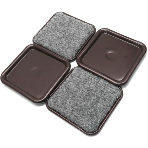 12Pcs Square Metal Felt Furniture Caster Cups, 2-1/2Inch Carpet-Bottom Furniture Sliders Non-Slip Wheel Savers, Floor Protectors Pads for Hardwood, Tile & Laminate Floors - size: Square,2-1/2"