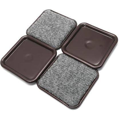 12Pcs Square Metal Felt Furniture Caster Cups, 2-1/2Inch Carpet-Bottom Furniture Sliders Non-Slip Wheel Savers, Floor Protectors Pads for Hardwood, Tile & Laminate Floors - size: Square,2-1/2"