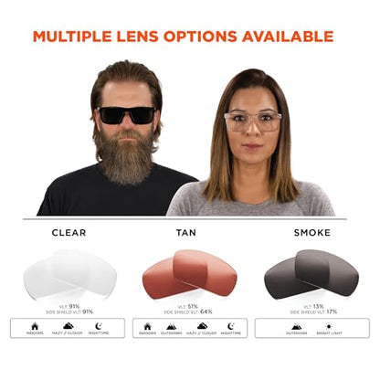 Ergodyne Skullerz SIXTEN Safety Glasses with Side Shields, Anti Fog + Anti Scratch, ANSI z87.1 with Protective Microfiber Bag - color: Smoke Lens
