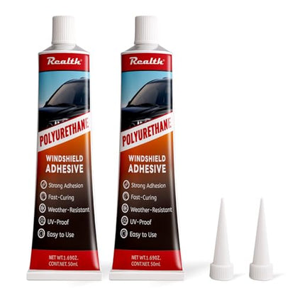 Polyurethane Windshield Adhesive & Sealant 50ML*2Pack - High Strength, Fast Curing Formula for Automotive Glass, Car Windscreen, RV Window - Professional Strength, Weather Resistant Crack Repair Glue - size: 50ml, style: 2 Pack