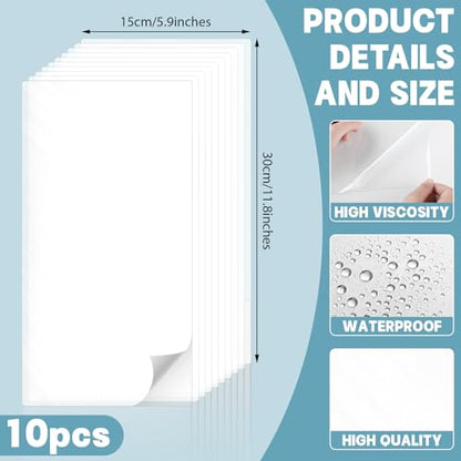 10 Pcs Bathtub Hole Patch Siding Wall Repair Kit Waterproof Patch Holes Blemishes Tools Self Adhesive White Tape for Cracked Pool Liner Roof Skylight and Vinyl Skirting(Transparent) - color: Transparent