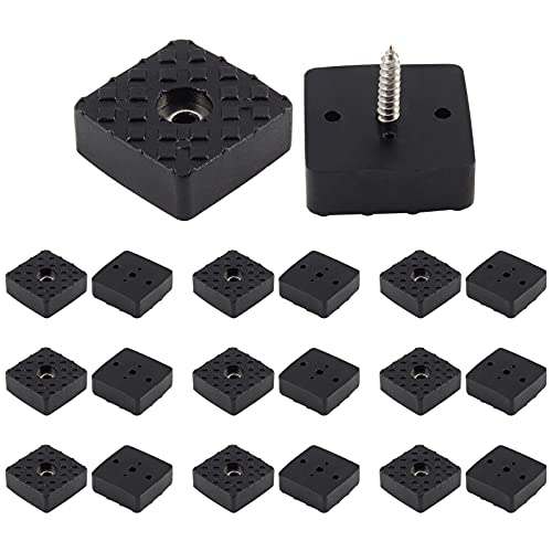 Bonsicoky 20Pcs 1.18Inch/30mm Rubber Furniture Pads with Screws, Black Square Non Slip Furniture Feet Heavy Duty Couch Feet Covers for Chair, Table, Desk, Sofa - size: 30mm (Square, Black)