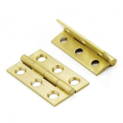 10 Pieces Mini Solid Brass Hinges,Cabinet Drawer Butt Hinges with Screws for Jewelry Chest, Wood Box,Handmade Crafts (1.5 Inch)