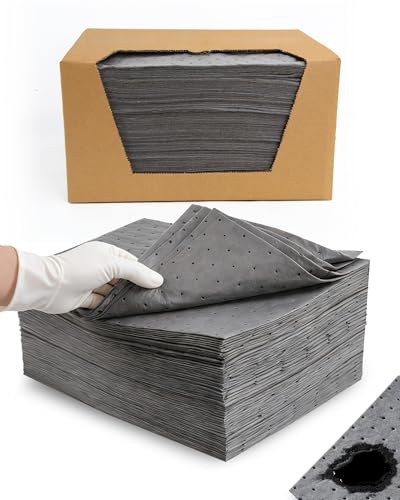 100 Pack 13"x9.8" Oil Absorbent Mat Pad New Upgrade | Heavy-Duty Absorption for Oil, Coolant & Liquids | Use in Home Garage, Workshop, Workbench & Under Sink | Spill Pads - size: 9.8x13 Inch