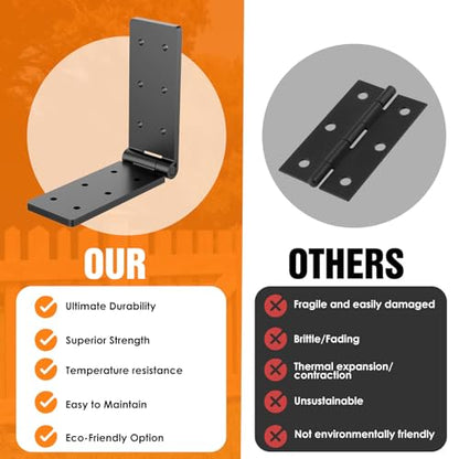 Heavy Duty Hinges 270 Degree Folding Hinge for Bifold Doors, Double-Layer Black Iron Outdoor Gate Hinge 4PCS - size: Black-4pcs