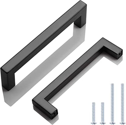 KNOBWELL 6 Pack 5 in Matte Black Kitchen Cabinet Door Handles - Stainless Steel Drawer Dresser Pulls Kitchen Cabinet Handles Black 6 Pack - 5" Hole Centers - color: Matte Black, size: Hole Center:5 inch(128mm)