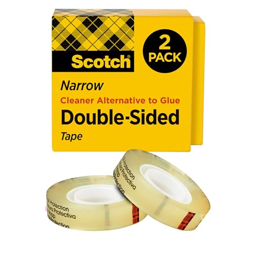 Scotch Double Sided Tape, Office and School Supplies for Arts and Crafts, Alternative to Scrapbooking Tape, 0.50 in. x 500 in., 2 Refill Tape Rolls - size: 2 Rolls