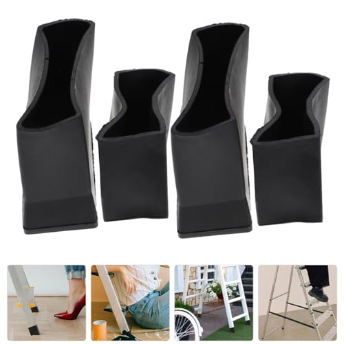 Angoily Non-Slip Ladder Feet Pads 4-Pack Rubber Step Ladder Foot Covers Protective Mat for Household Folding Ladders Floor Protection 2.75X2.75X1.37 Inch
