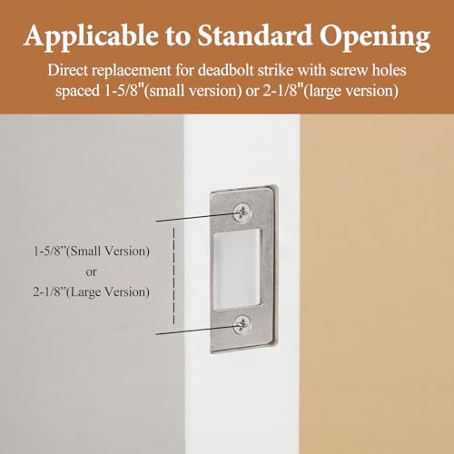 Deadbolt Restorer Strike Plate Large Version 2-3/4" x 1-1/8", Screw Holes Spaced 2-1/8", Narrow Side and Large Hole to Fix Deadbolt Sticking - color: Silver, size: Large: 2-3/4" x 1-1/8" (1 Pack)