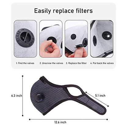 FULIER Dust Face Mask Anti-Fog Outdoor Cool Sports Mask Reusable Face Protection - color: Dark Grey
