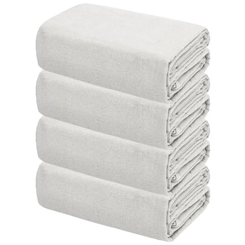Set of 4 Renewable Cotton Drop Cloth, All Purpose Thick Waterproof Reusable tarp, Drop Cloth Curtains, Cotton Polyester Blend Paint Couch Cover for Painter Furniture & Floor Protection(4x15 FT) - color: Natural, size: 4 X 15 Ft