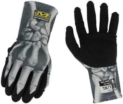 Mechanix Wear SpeedKnit Graphx Work Gloves, 1 Pack - Skeleton Bones Design, Touch Capable Gloves, Strong Grip in Dry, Wet and Oily Conditions (Small/Medium, Black/White) - size: Small-Medium, style: 1 Pair