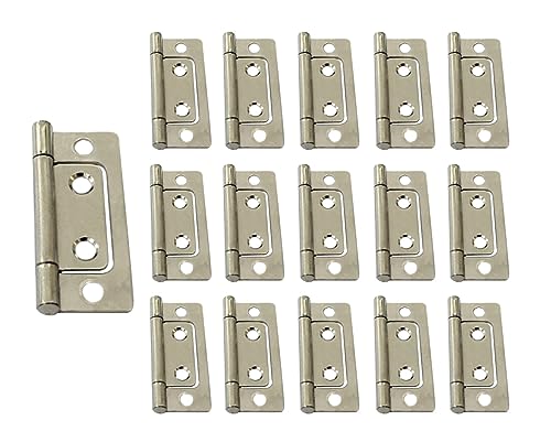 QCAA Durable Steel Non-Mortise Hinge, for Chest, Box, & Vintage Cabinet Furniture, 2" x 0.9", Nickel, 16 Pack, Made in Taiwan - color: Nickel, size: 16 Pack (2" X 0.9")