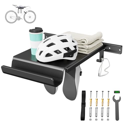 Bike Wall Mount Rack Indoor Bike Storage Garage Bike Rack Wall Mount with Shelf and Hooks Store Your Helmet and Shoes for a Single Road, Mountain or Other Bicycle (Universal Bicycle,16" Stud) - size: Large Size,16" Stud