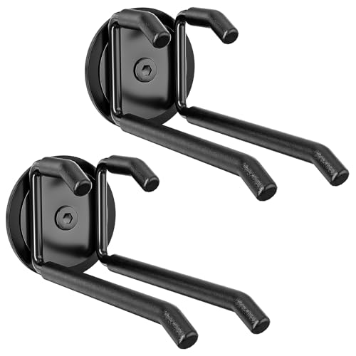 Strong Magnetic Hooks Heavy Duty - 2 Pack Rare Earth Magnets for Garage Utility Storage 20lb Hold | Hang Ladder, Power Tools, Toolbox, Shovel, Broom, Extension Cord(E-Blackpro 2) - color: E-Blackpro 2