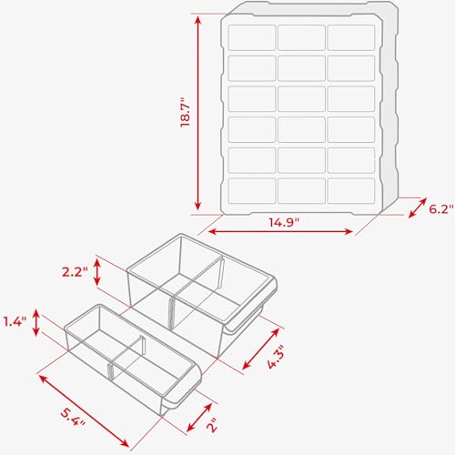 INTERTOOL Small Parts Organizer for Hardware & Screws | 39 Removable Bins with Dividers | Wall Mount or Desktop Craft & Lego Storage Cabinet | 19” x 15” x 7” BX08-4013 - style: 39 Drawers