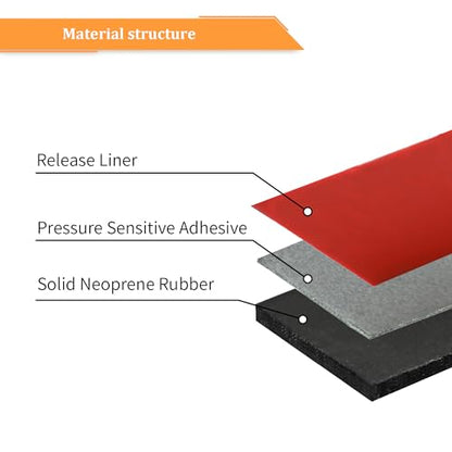 DOBTIM Solid Neoprene Rubber Strips with Adhesive Backing 1/8 (.125)" Thick x 2" Wide x 10' Long, Self Adhesive Rubber Sheets, Rolls & Strips for DIY Gaskets Crafts Pads Seals Warehouse Flooring - size: 2" X 10', style: .125" thick (Adhesive）